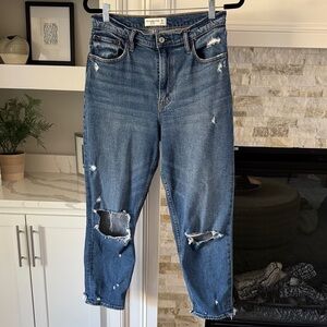 Abercrombie & Fitch The Mom High Rise Distressed Blue Jeans Size 29